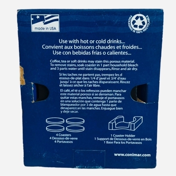 ABSORBENT NATURESTONE COASTER Set Bella Fruit 4 Ceramic COASTER & COASTER Holder - Picture 4 of 4